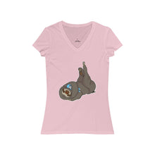 Load image into Gallery viewer, Sleepy Sloth Runtime Error Women&#39;s Jersey Short Sleeve V-Neck Tee