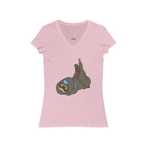 Sleepy Sloth Runtime Error Women's Jersey Short Sleeve V-Neck Tee