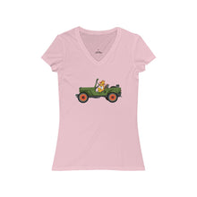 Load image into Gallery viewer, Eugene Jeep in a Jeep Women&#39;s Jersey Short Sleeve V-Neck Tee