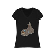 Load image into Gallery viewer, Sleepy Sloth Runtime Error Women&#39;s Jersey Short Sleeve V-Neck Tee