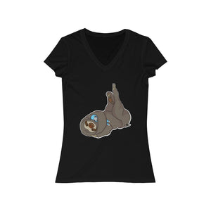 Sleepy Sloth Runtime Error Women's Jersey Short Sleeve V-Neck Tee