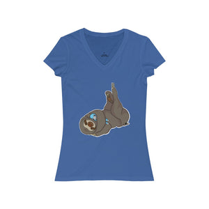 Sleepy Sloth Runtime Error Women's Jersey Short Sleeve V-Neck Tee