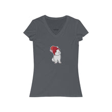 Load image into Gallery viewer, Winter Bunny Women's Jersey Short Sleeve V-Neck Tee