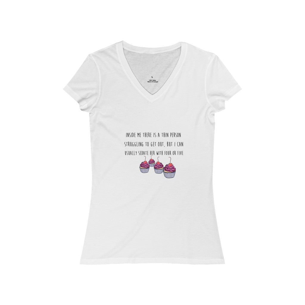 Thin Cupcake Women's Jersey Short Sleeve V-Neck Tee