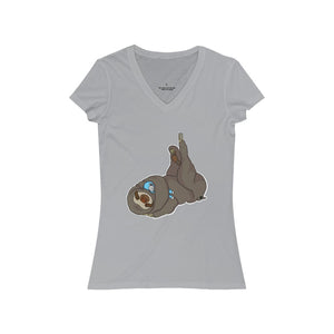 Sleepy Sloth Runtime Error Women's Jersey Short Sleeve V-Neck Tee