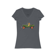 Load image into Gallery viewer, Eugene Jeep in a Jeep Women&#39;s Jersey Short Sleeve V-Neck Tee