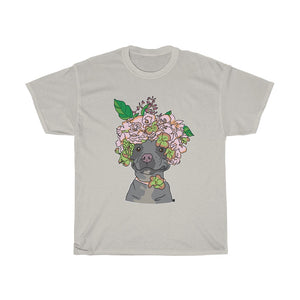 Pretty Pittie with Flower Crown Unisex Heavy Cotton Gildan Tee