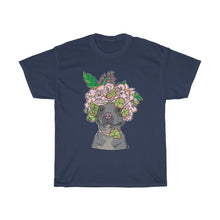 Load image into Gallery viewer, Pretty Pittie with Flower Crown Unisex Heavy Cotton Gildan Tee