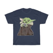 Load image into Gallery viewer, Baby Yoda with Mandalorian Skull Unisex Heavy Cotton Gildan Tee