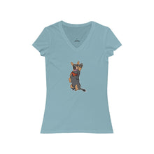 Load image into Gallery viewer, Lefty Cattle Dog High Five Women&#39;s Jersey Short Sleeve V-Neck Tee