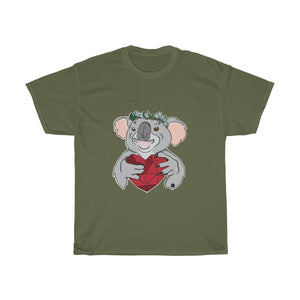 Koala with Eucalyptus Crown Unisex Heavy Cotton Gildan Tee