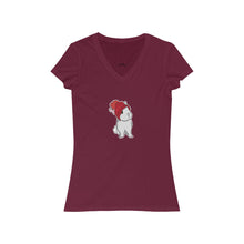 Load image into Gallery viewer, Winter Bunny Women's Jersey Short Sleeve V-Neck Tee