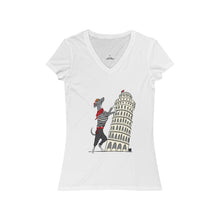 Load image into Gallery viewer, Italian Greyhound Tourist Women&#39;s Jersey Short Sleeve V-Neck Tee