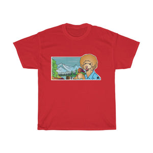 Bob Ross Poodle Painter Unisex Heavy Cotton Gildan Tee