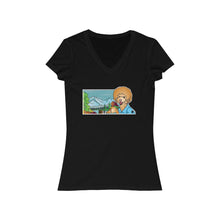 Load image into Gallery viewer, Bob Ross Poodle Painter Women&#39;s Jersey Short Sleeve V-Neck Tee