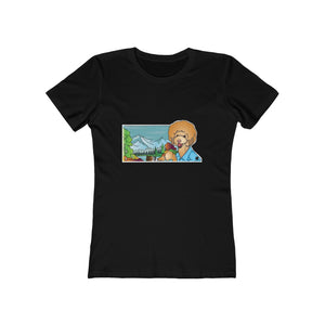 Bob Ross Poodle Painter Women's The Boyfriend Tee