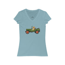 Load image into Gallery viewer, Eugene Jeep in a Jeep Women&#39;s Jersey Short Sleeve V-Neck Tee