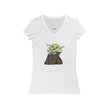 Load image into Gallery viewer, Baby with Skull Women&#39;s Jersey Short Sleeve V-Neck Tee