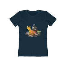 Load image into Gallery viewer, Baby Yoda and Daddy Mando Camping Adventure Women&#39;s The Boyfriend Tee