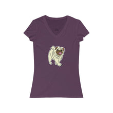 Load image into Gallery viewer, Pug Dog Women's Jersey Short Sleeve V-Neck Tee