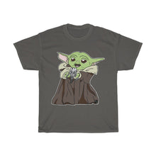 Load image into Gallery viewer, Baby Yoda with Mandalorian Skull Unisex Heavy Cotton Gildan Tee