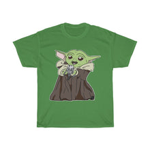 Load image into Gallery viewer, Baby Yoda with Mandalorian Skull Unisex Heavy Cotton Gildan Tee