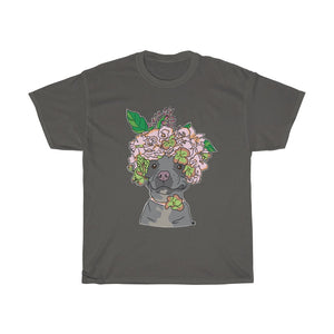 Pretty Pittie with Flower Crown Unisex Heavy Cotton Gildan Tee