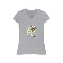 Load image into Gallery viewer, Pug Dog Women's Jersey Short Sleeve V-Neck Tee