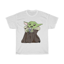 Load image into Gallery viewer, Baby Yoda with Mandalorian Skull Unisex Heavy Cotton Gildan Tee