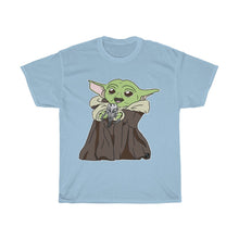 Load image into Gallery viewer, Baby Yoda with Mandalorian Skull Unisex Heavy Cotton Gildan Tee