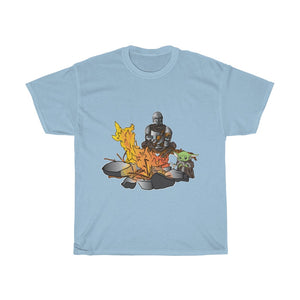 Baby Yoda and Daddy Mando Camping Adventure Unisex Heavy Cotton Gildan Tee