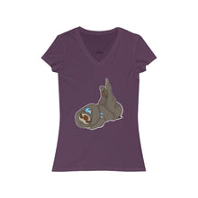 Load image into Gallery viewer, Sleepy Sloth Runtime Error Women&#39;s Jersey Short Sleeve V-Neck Tee