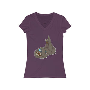 Sleepy Sloth Runtime Error Women's Jersey Short Sleeve V-Neck Tee