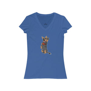 Lefty Cattle Dog High Five Women's Jersey Short Sleeve V-Neck Tee