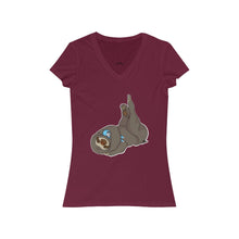 Load image into Gallery viewer, Sleepy Sloth Runtime Error Women&#39;s Jersey Short Sleeve V-Neck Tee