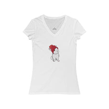 Load image into Gallery viewer, Winter Bunny Women's Jersey Short Sleeve V-Neck Tee