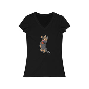 Lefty Cattle Dog High Five Women's Jersey Short Sleeve V-Neck Tee