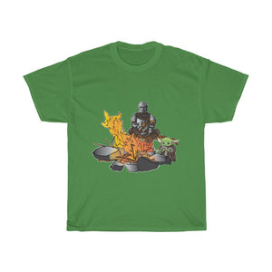 Baby Yoda and Daddy Mando Camping Adventure Unisex Heavy Cotton Gildan Tee