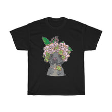 Load image into Gallery viewer, Pretty Pittie with Flower Crown Unisex Heavy Cotton Gildan Tee