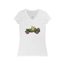 Load image into Gallery viewer, Eugene Jeep in a Jeep Women&#39;s Jersey Short Sleeve V-Neck Tee