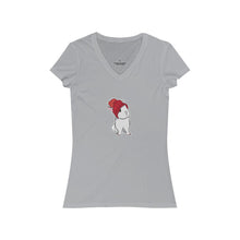 Load image into Gallery viewer, Winter Bunny Women's Jersey Short Sleeve V-Neck Tee