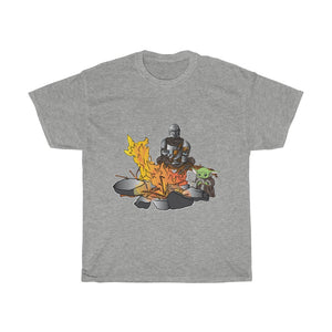 Baby Yoda and Daddy Mando Camping Adventure Unisex Heavy Cotton Gildan Tee