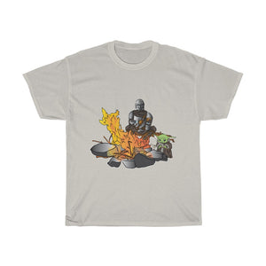 Baby Yoda and Daddy Mando Camping Adventure Unisex Heavy Cotton Gildan Tee