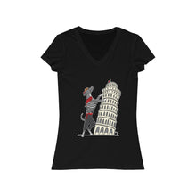 Load image into Gallery viewer, Italian Greyhound Tourist Women&#39;s Jersey Short Sleeve V-Neck Tee