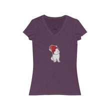 Load image into Gallery viewer, Winter Bunny Women's Jersey Short Sleeve V-Neck Tee