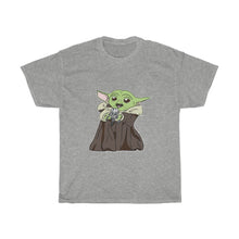 Load image into Gallery viewer, Baby Yoda with Mandalorian Skull Unisex Heavy Cotton Gildan Tee