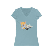 Load image into Gallery viewer, Annoyed Cat Clone Women&#39;s Jersey Short Sleeve V-Neck Tee