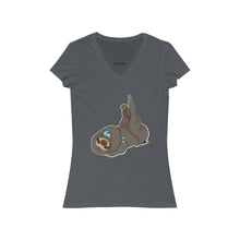 Load image into Gallery viewer, Sleepy Sloth Runtime Error Women&#39;s Jersey Short Sleeve V-Neck Tee