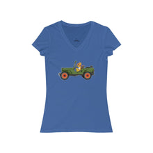 Load image into Gallery viewer, Eugene Jeep in a Jeep Women&#39;s Jersey Short Sleeve V-Neck Tee