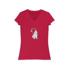 Load image into Gallery viewer, Winter Bunny Women's Jersey Short Sleeve V-Neck Tee